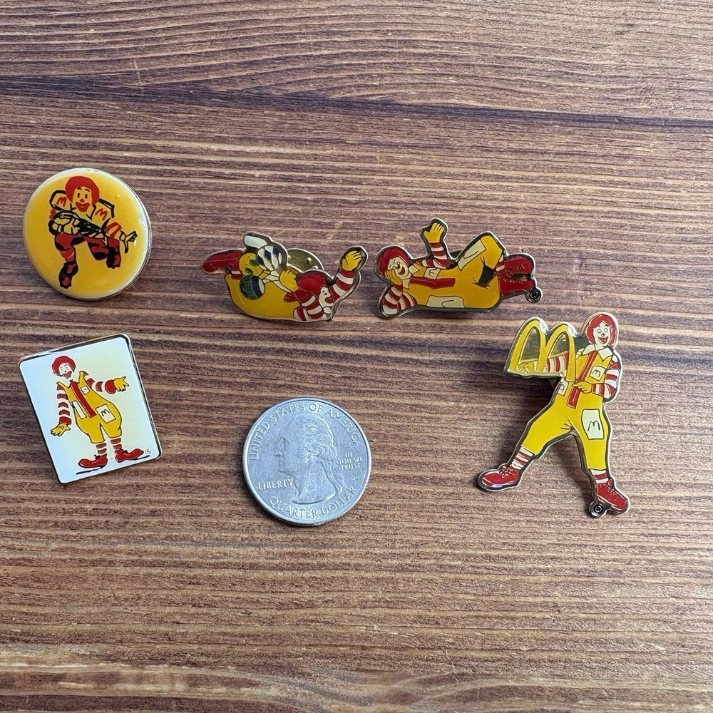 Vintage Ronald McDonald Enamel Lapel Pin Lot Roller Skating Character Pins